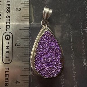 Purple Rainbow Titanium Druzy Drop Pendant